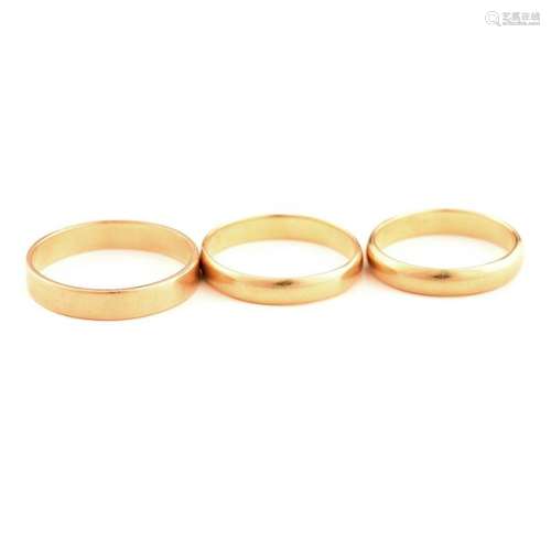 Collection of Three French 18k Yellow Gold Bands.