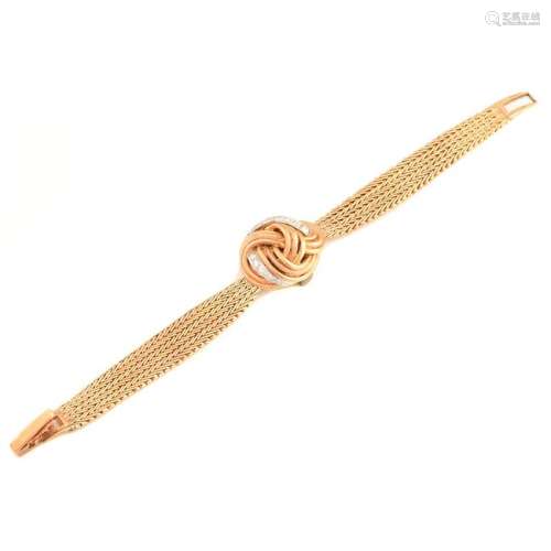 Ladies Diamond, 14k Yellow Gold Covered Wristwatch.