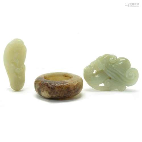 Three Chinese Carved  Jade Decorations.