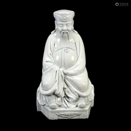 Chinese Blac de Chine Porclelain Statue of a Seated