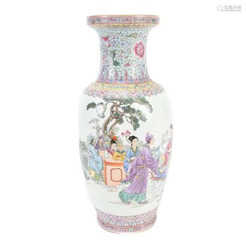 Chinese large Famille Rose Baluster Vase.