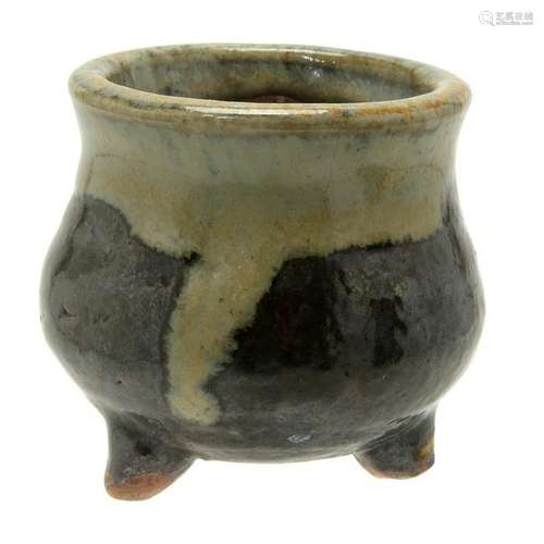 Chinese Small Brown and Gray Glazed Tripod Censer.