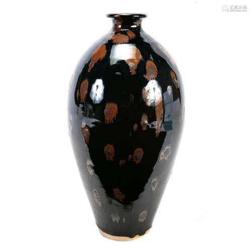 Chinese Dingyao Russet Splashed Black Glaze Meiping