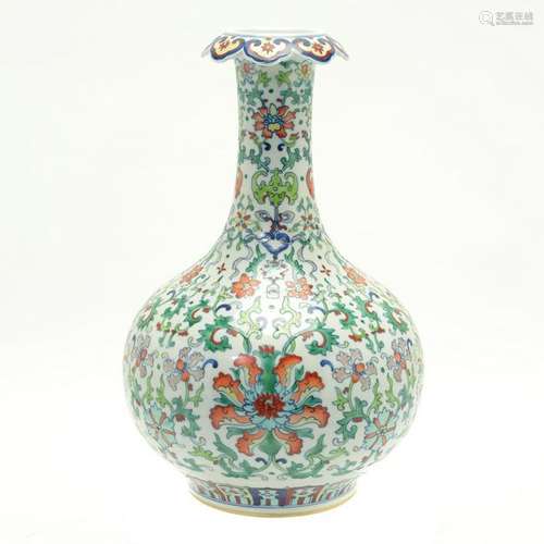 Chinese Doucai Porcelain Vase with Everted Lip.