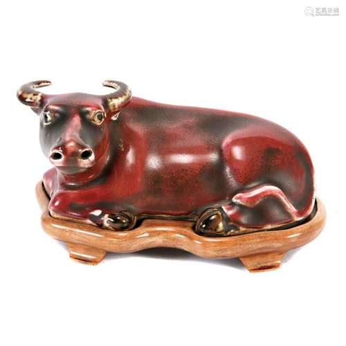 Chinese Sang De Boeuf Glazed Ceramic Figure of a