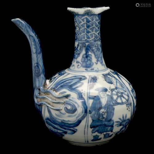 Ming Blue/White Ewer Of globular bodyÂrising to a