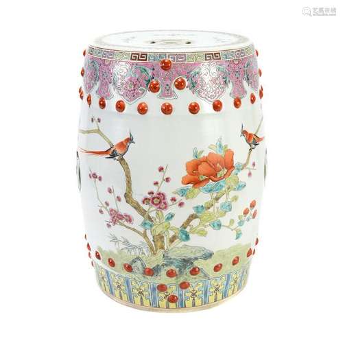 Famille Rose Porcelain Garden Stool