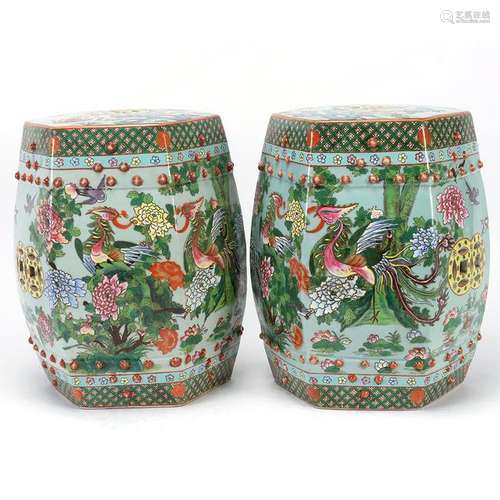 Pair of Chinese Porcelain Garden Seats.