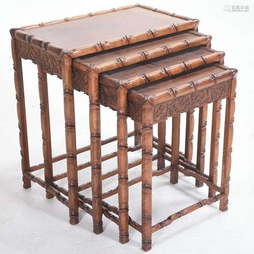 Set of Four Chinese Bamboo Style Nesting Tables with