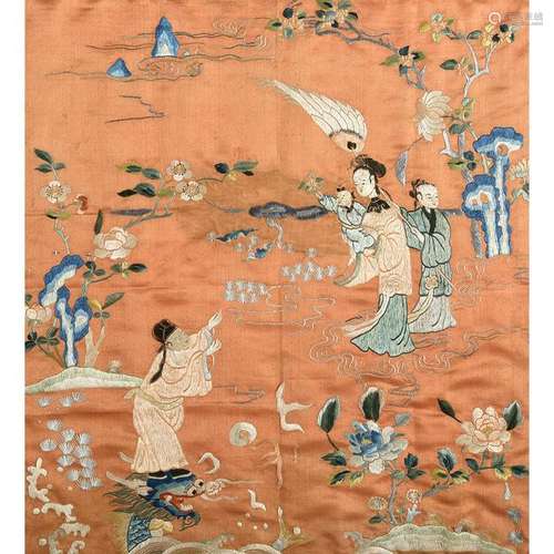 Chinese Framed Embroidery Panels Group of Five