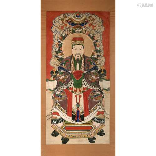 Large Chinese Taoist Immortal Emperor Portrait on