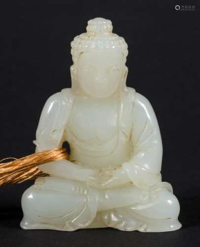 Petit bouddha en jade blanc, assit en méditation, …