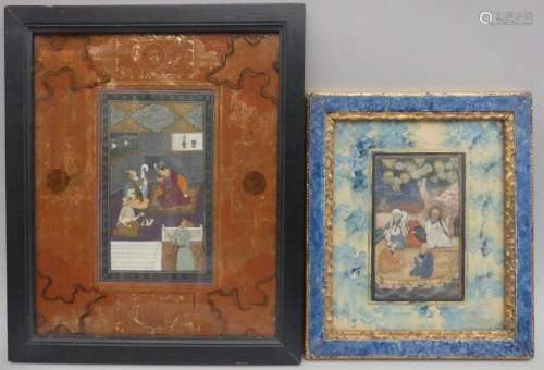 Deux miniatures représentant des scènes de palais …