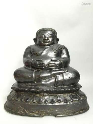 Sujet en bronze laqué noir représentant Bouddha as…