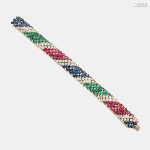 YEARS 1960BRACELET SOUPLE MULTICOLOREIl is curved …