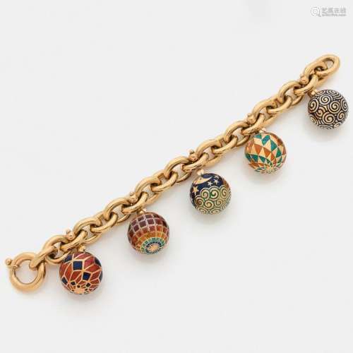 CHANTECLER YEARS 1990Engraved balls charm bracelet…
