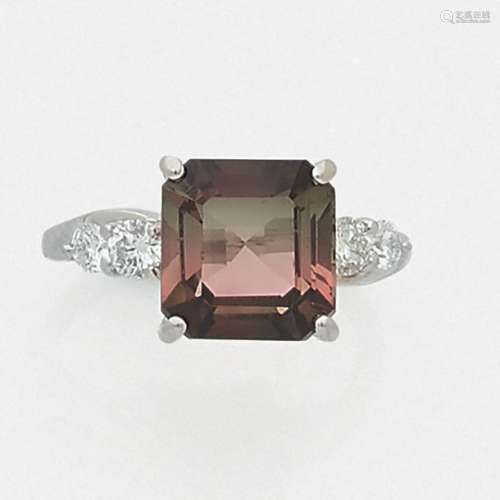 MELONE RING TOURMALINE is decorated with a square …