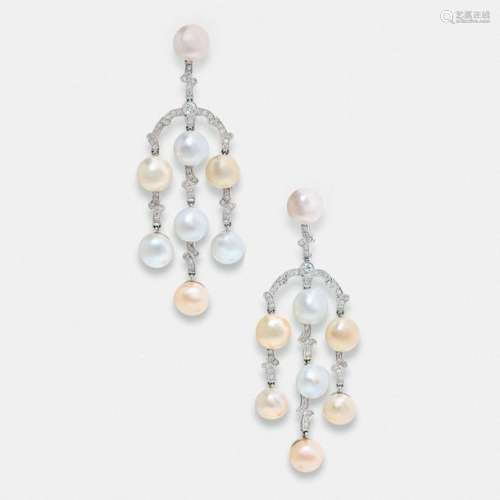 Pair of girandola earrings cultured pearlsThey hav…