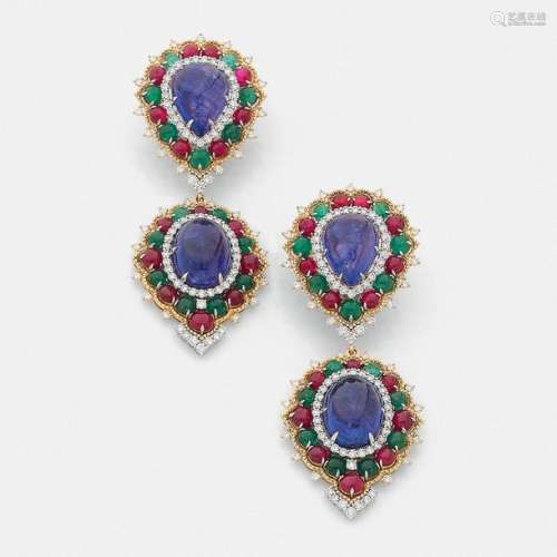 PAIR OF LARGE HANGING MULTICOLOR EARSThey are comp…