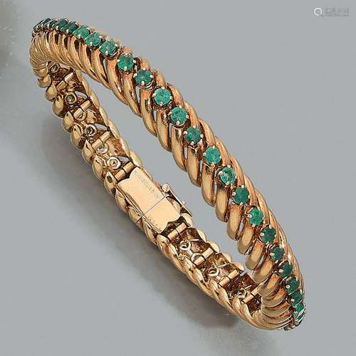 MAUBOUSSIN YEARS 1955 1960BRACELET TORSADE ÉMERAUD…