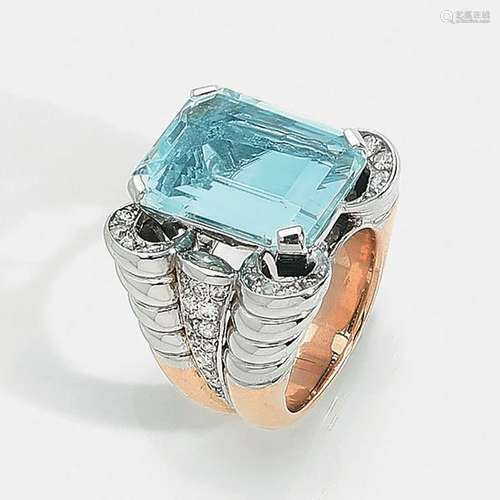 FRENCH WORK YEAR 1945 LARGE Hair RING Aquamarine i…