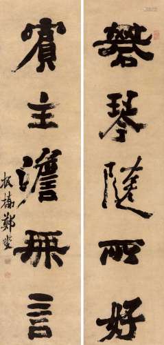 郑板桥（1693～1765） 书法对联 立轴 纸本水墨
