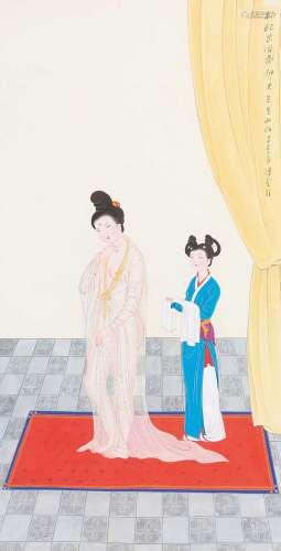 潘絜兹（1915～2002） 1991年作 杨妃出浴图 镜片 纸本设色