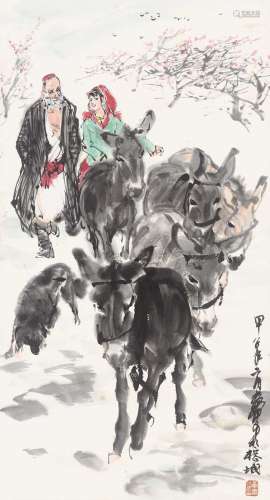 黄胄（1925～1997） 1984年作 牧驴图 立轴 纸本设色