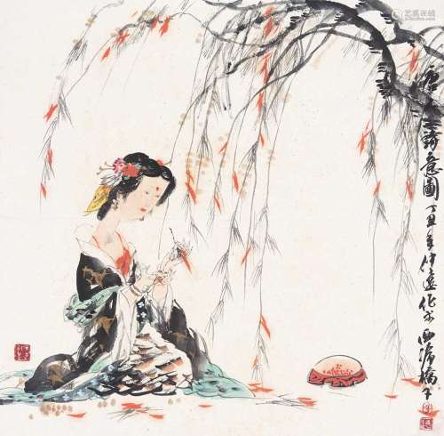 冯远（b.1952） 1997年作 唐人诗意图 镜心 纸本设色