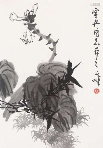 孙其峰（b.1920） 玉簪花 托片 纸本水墨