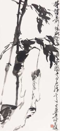 梁崎（1909～1996） 竹石 镜片 纸本水墨
