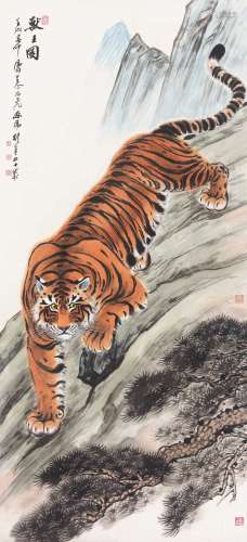慕凌飞（1913～1997） 1982年作 兽王图 立轴 纸本设色
