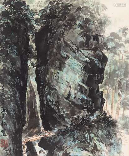 溥佺（1913～1991） 1982年作 幽壑 立轴 纸本设色