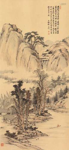 郑文焯（1856～1918） 深山归棹图 立轴 纸本设色
