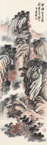 萧谦中（1883～1944） 1934年作 秋山叠嶂 立轴 纸本设色