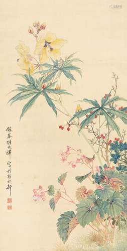 张兆祥（1852～1908） 花卉 立轴 绢本设色