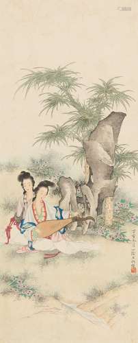 王叔晖（1912～1985） 仕女 立轴 纸本设色
