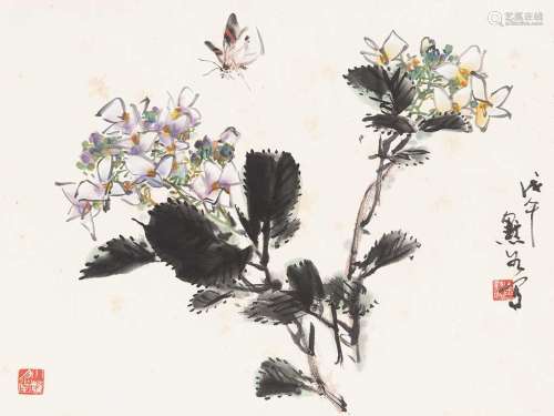 金默如（1938～2019） 1978年作 花卉 镜片 纸本设色