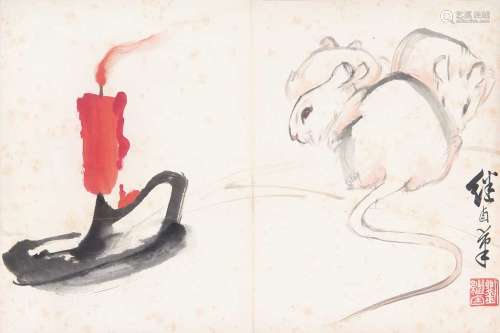 刘继卣（1918～1983） 鼠 镜框 纸本设色