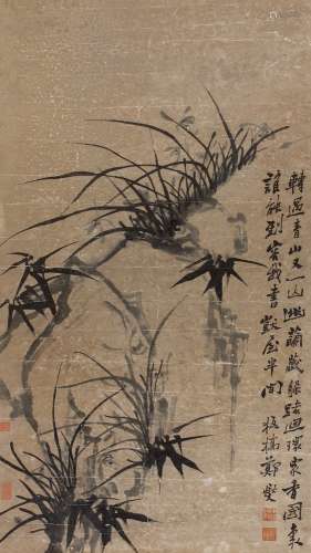 郑板桥（1693～1765） 兰石图 立轴 纸本设色