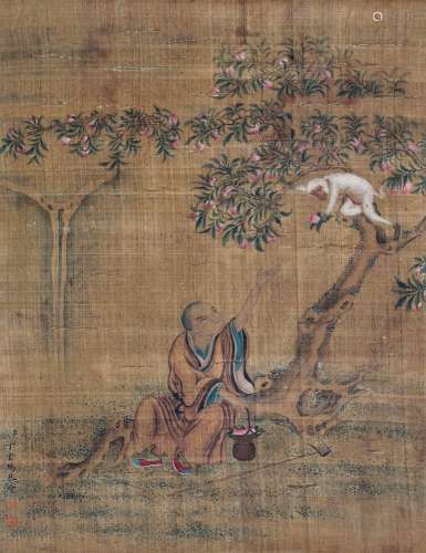 丁云鹏（1547～1628） 献寿图 立轴 绢本设色