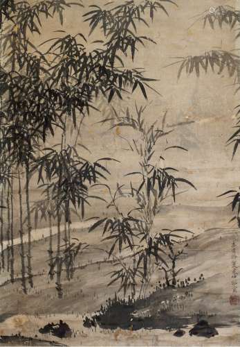 夏昶（1388～1470） 竹石图 立轴 纸本设色