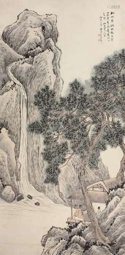 吴榖祥（1848～1903） 1886年作 松林泉涧 立轴 纸本设色