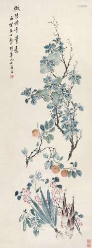 顾洛（1762～1837） 岁朝图 立轴 纸本设色