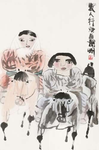 杨刚（b.1946） 1993年作 人物 镜心 纸本设色