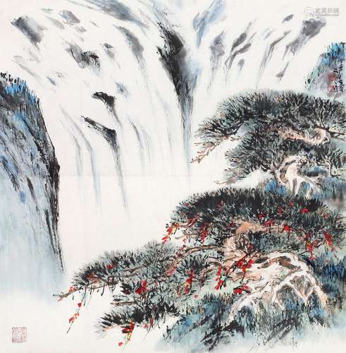 李行百（b.1926） 1993年作 山水 镜心 纸本设色