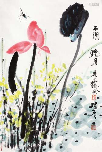 杨彦（b.1958） 西湖晓月 镜心 纸本设色