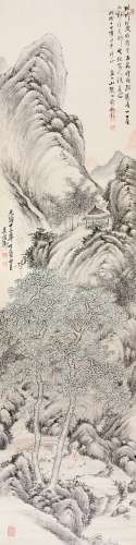 吴昌硕（1844～1927） 1897年作 溪山高仕图 立轴 绫本水墨