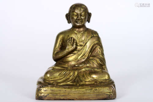 Antieke Tibetaanse sculptuur in gedoreerde brons m…
