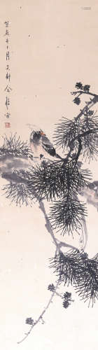 金寿石 松禽图 设色绢本立轴